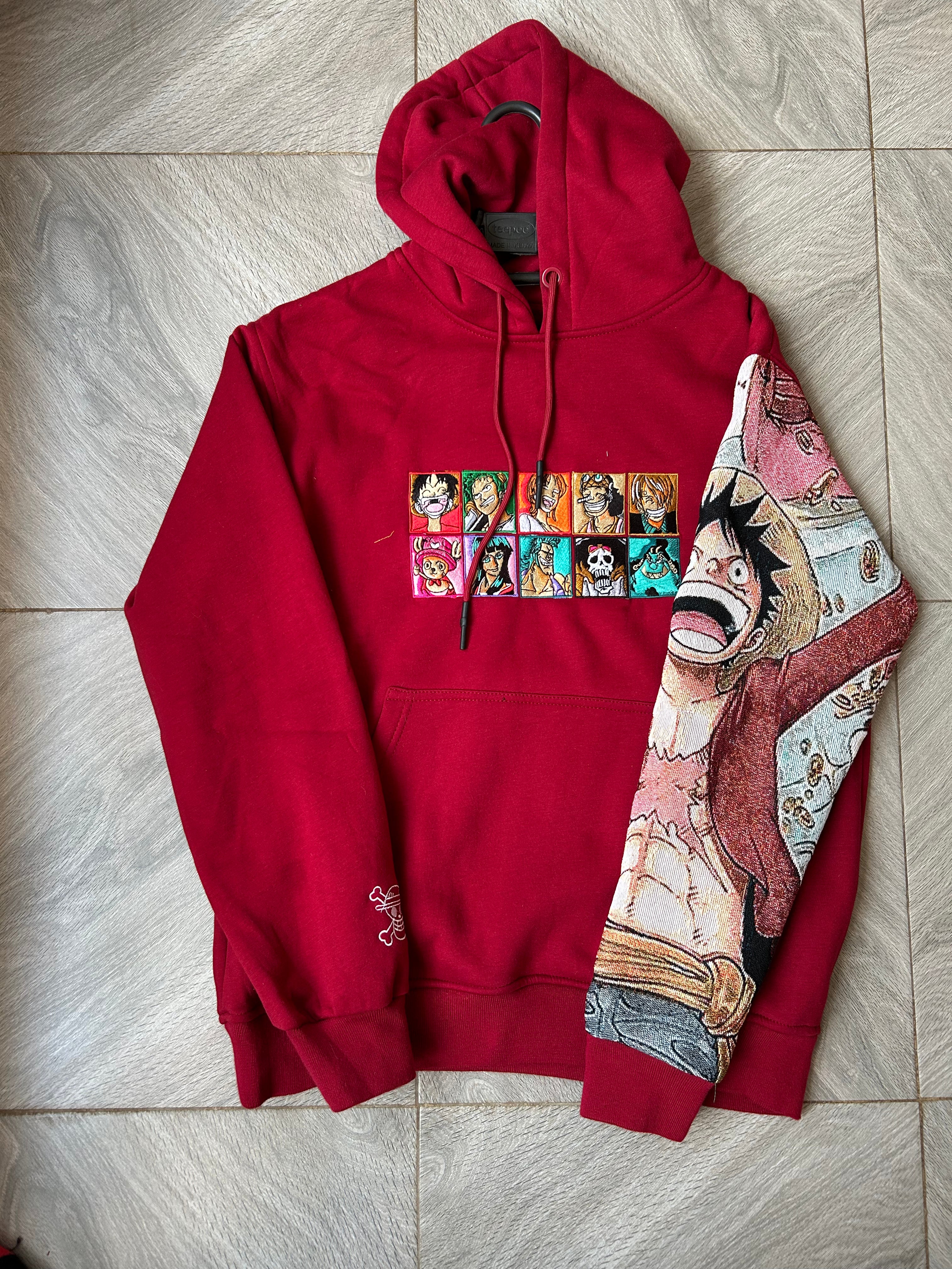 Straw Hat Emoticon Sleeve hoodie