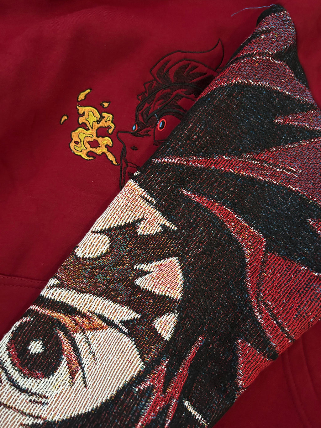 Fire Breathing Cherry Red Hoodie sleeve