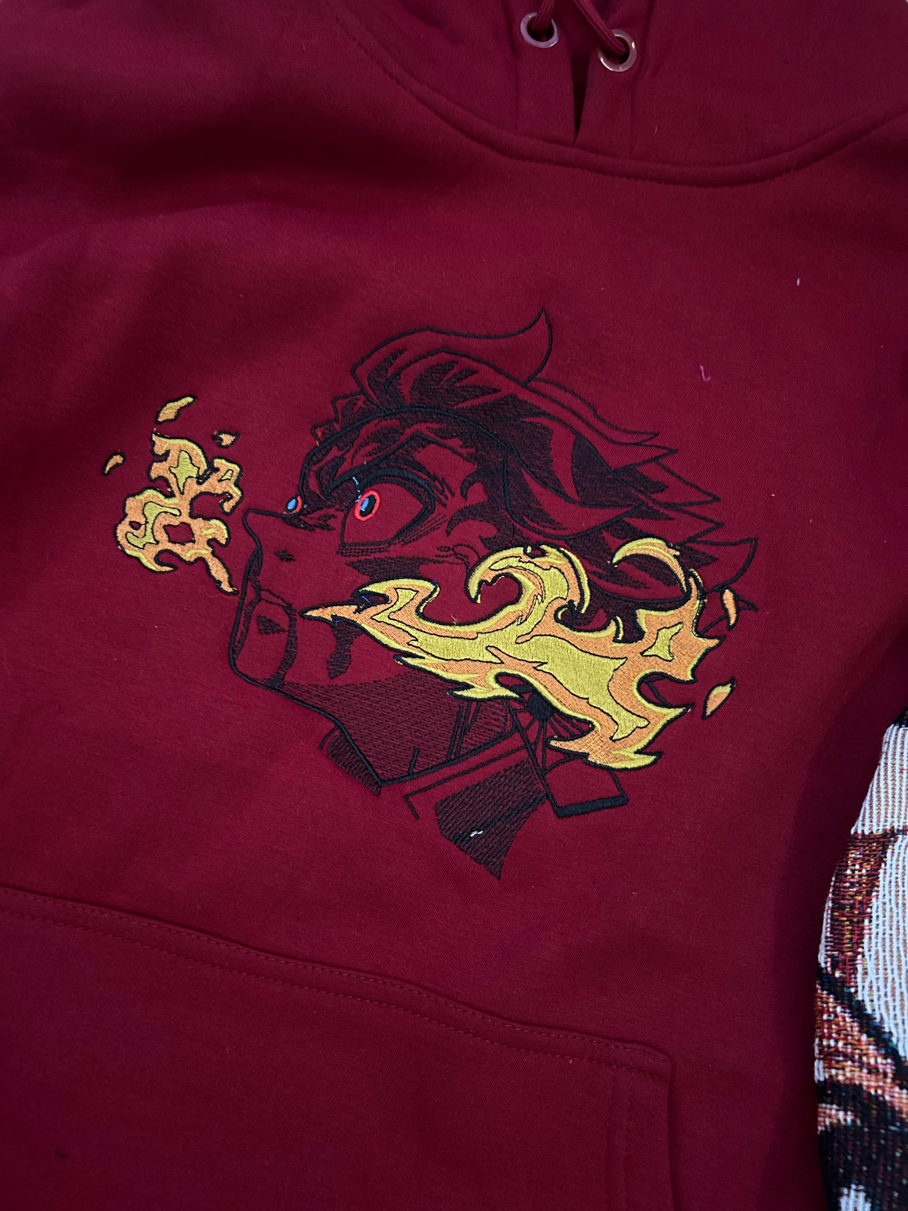 Fire Breathing Cherry Red Hoodie sleeve