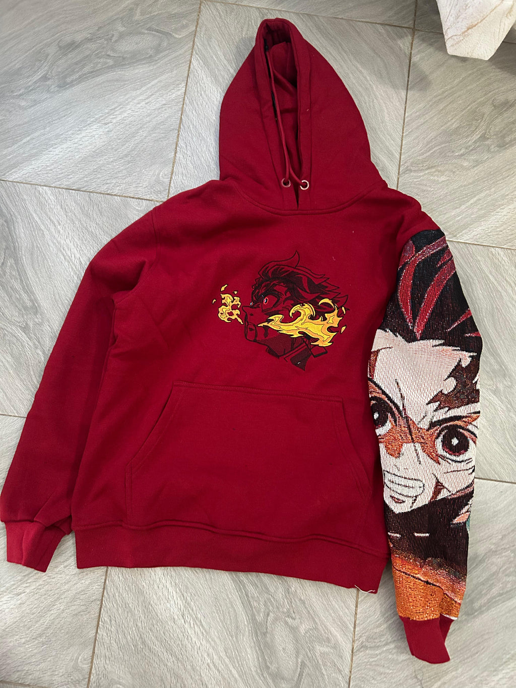 Fire Breathing Cherry Red Hoodie sleeve